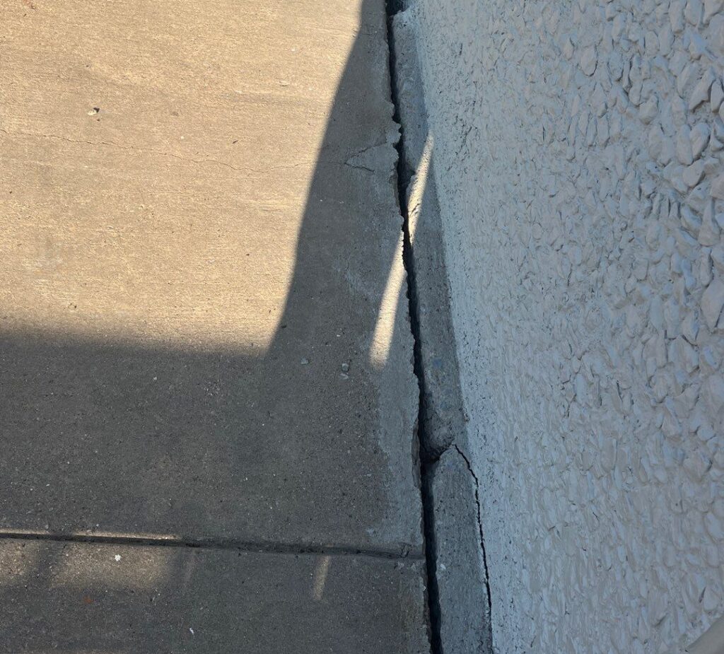 sideway concrete sinking